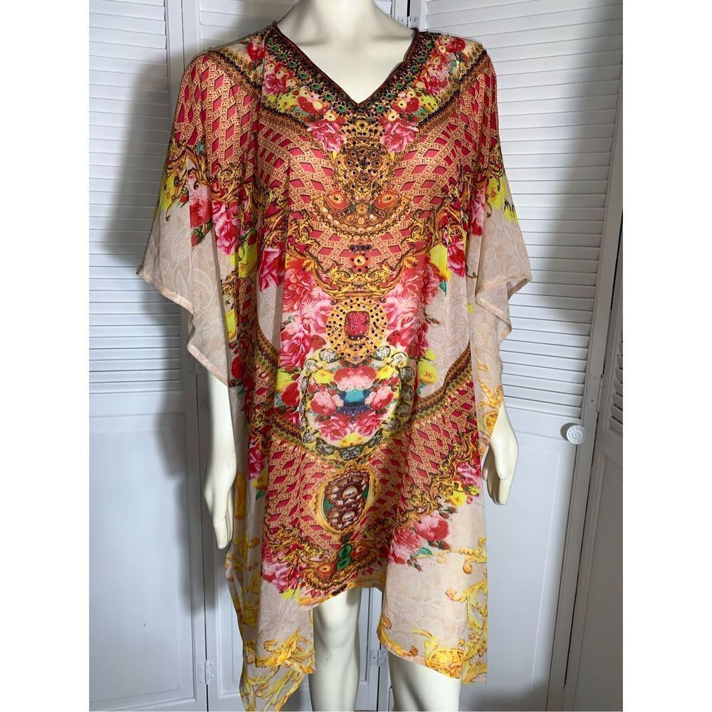 Sigris Semi‎ Sheer Kaftan Swim Cover Free Size